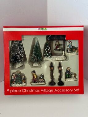 9-Piece Christmas Village Accessory Set - Rite Aid home new in box